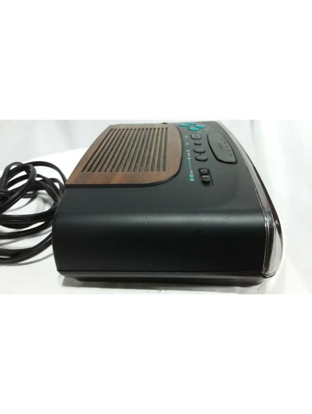 Emerson CK5045 Digital Dual Alarm Clock Radio Black Wood Grain Vintage AM/FM Tes